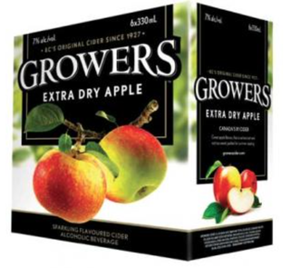 GROWERS EXTRA DRY APPLE CIDER 330ML 6PK BT