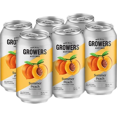 GROWERS SUMMER PEACH CIDER 355ML 6PK CAN