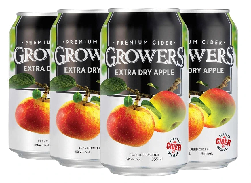 GROWERS EXTRA DRY APPLE CIDER 355ML 6PK CAN