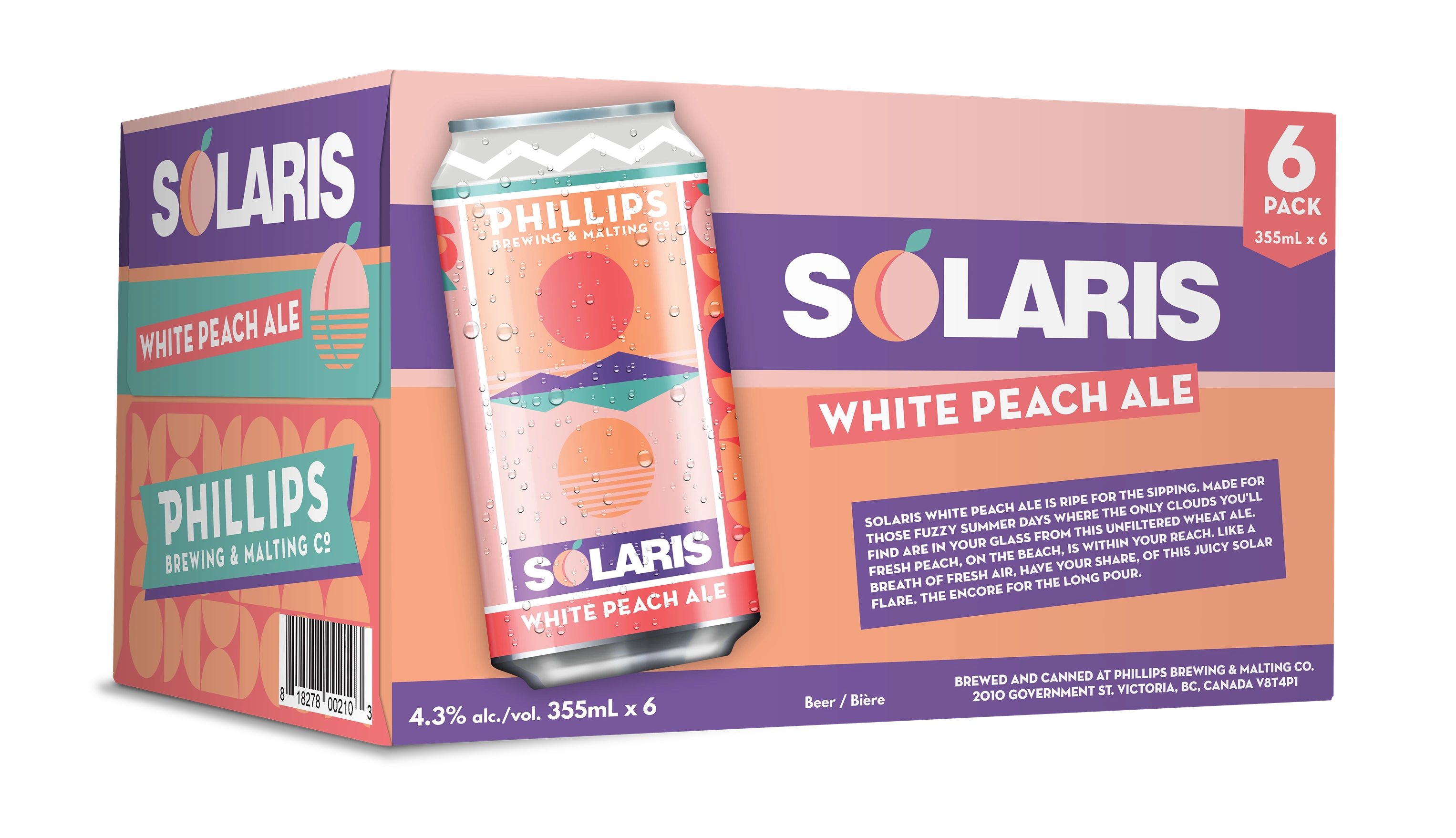 PHILLIPS SOLARIS WHITE PEACH ALE 355ML 6PK CAN