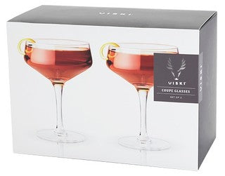 VISKI ANGLED CRYSTAL COUPE GLASSES