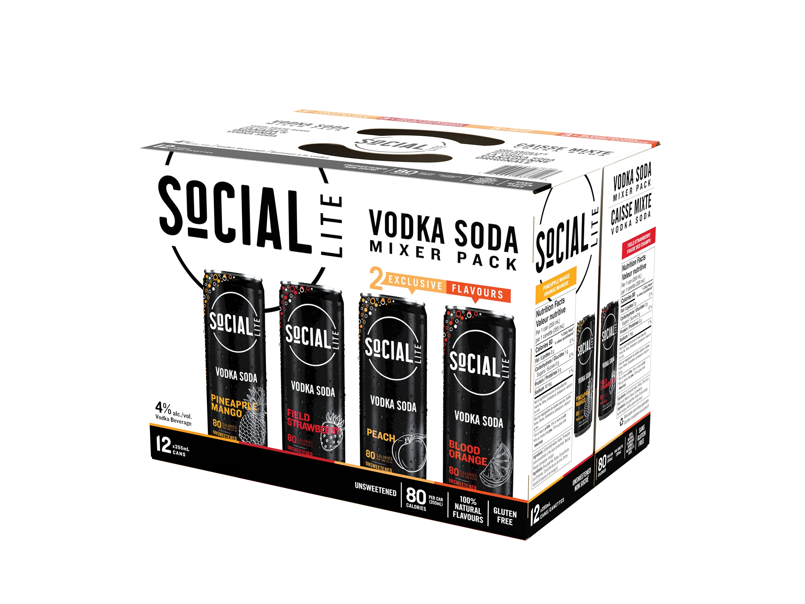 SOCIAL LITE VODKA SODA MIXER 355ML 12PK CAN