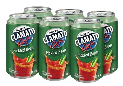 MOTTS CLAMATO CAESAR PICKLED BEAN 341ML 6PK CAN