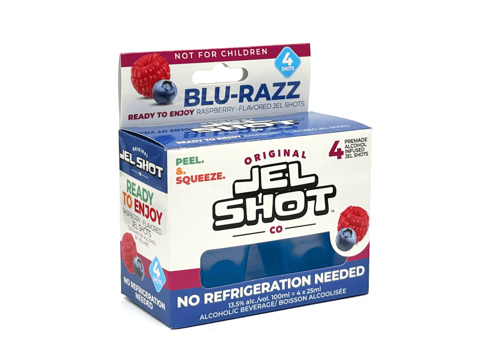 JEL SHOT CO BLU RAZZ 4 X 25ML CUP
