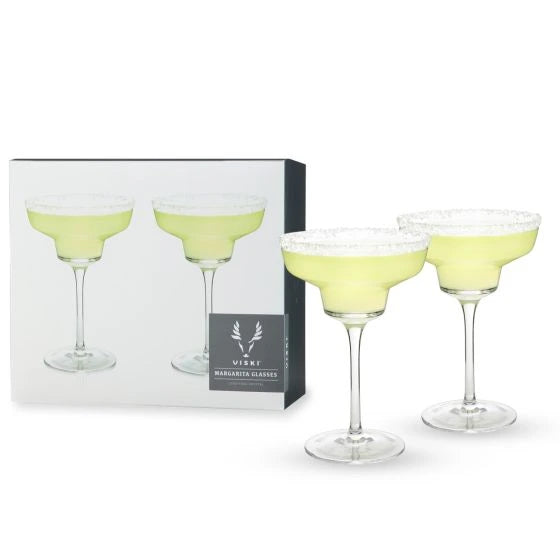VISKI ANGLED CRYSTAL MARGARITA GLASSES