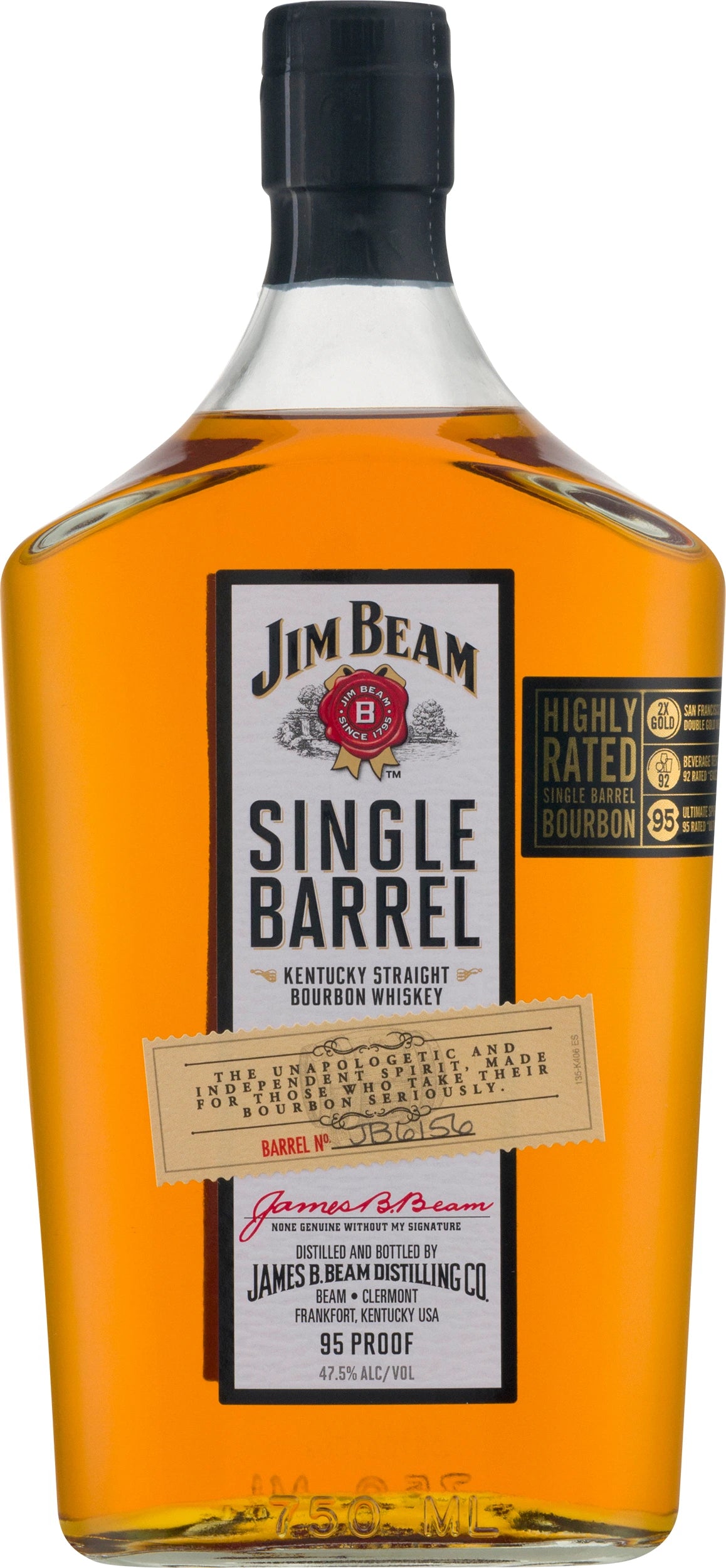JIM BEAM SINGLE BARREL BOURBON WHISKEY 750ML