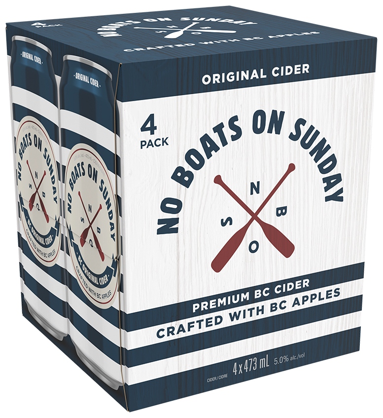 NO BOATS ON SUNDAY 100% BC CIDER 473ML 4PK CAN