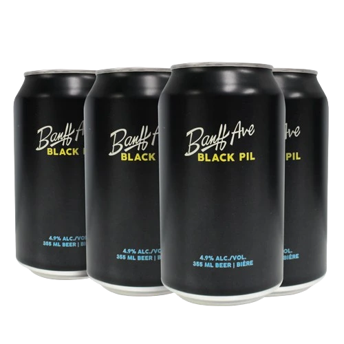 BANFF AVE BLACK PILSNER 355ML 6PK CAN