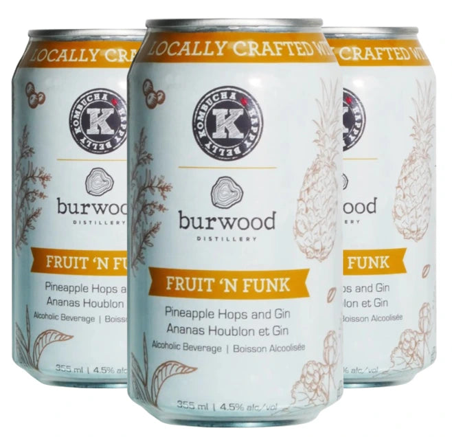 BURWOOD FRUIT & FUNK PINEAPPLE GIN KOMBUCHA 355ML 4PK CAN