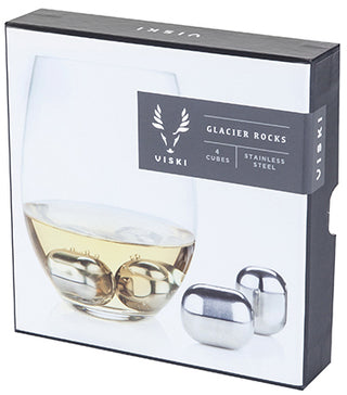 VISKI GLACIER ROCKS STAINLESS STEEL WINE GLOBES 4PK