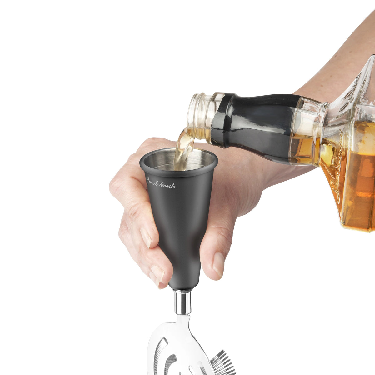 FINAL TOUCH SPOON & STRAINER WITH BUILT IN JIGGERS