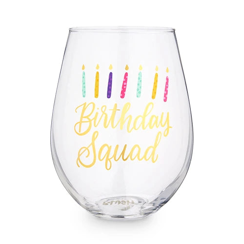 BLUSH BIRTHDAY SQUAD STEMLESS WINE GLASS