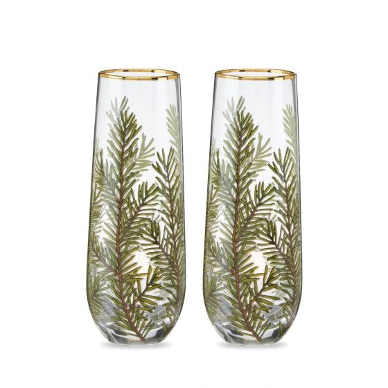 TWINE WOODLAND STEMLESS CHAMPAGNE FLUTE SET