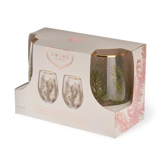 TWINE WOODLAND STEMLESS WINE GLASS SET
