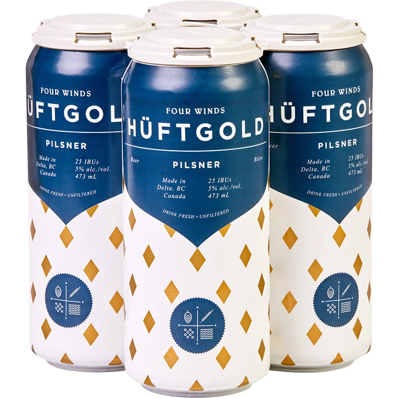 FOUR WINDS HUFTGOLD PILSNER 473ML 4PK CAN