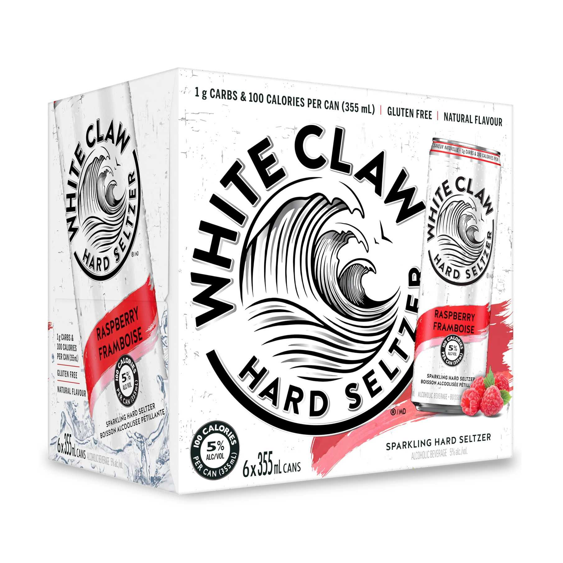 WHITE CLAW HARD SELTZER RASPBERRY 355ML 6PK CAN