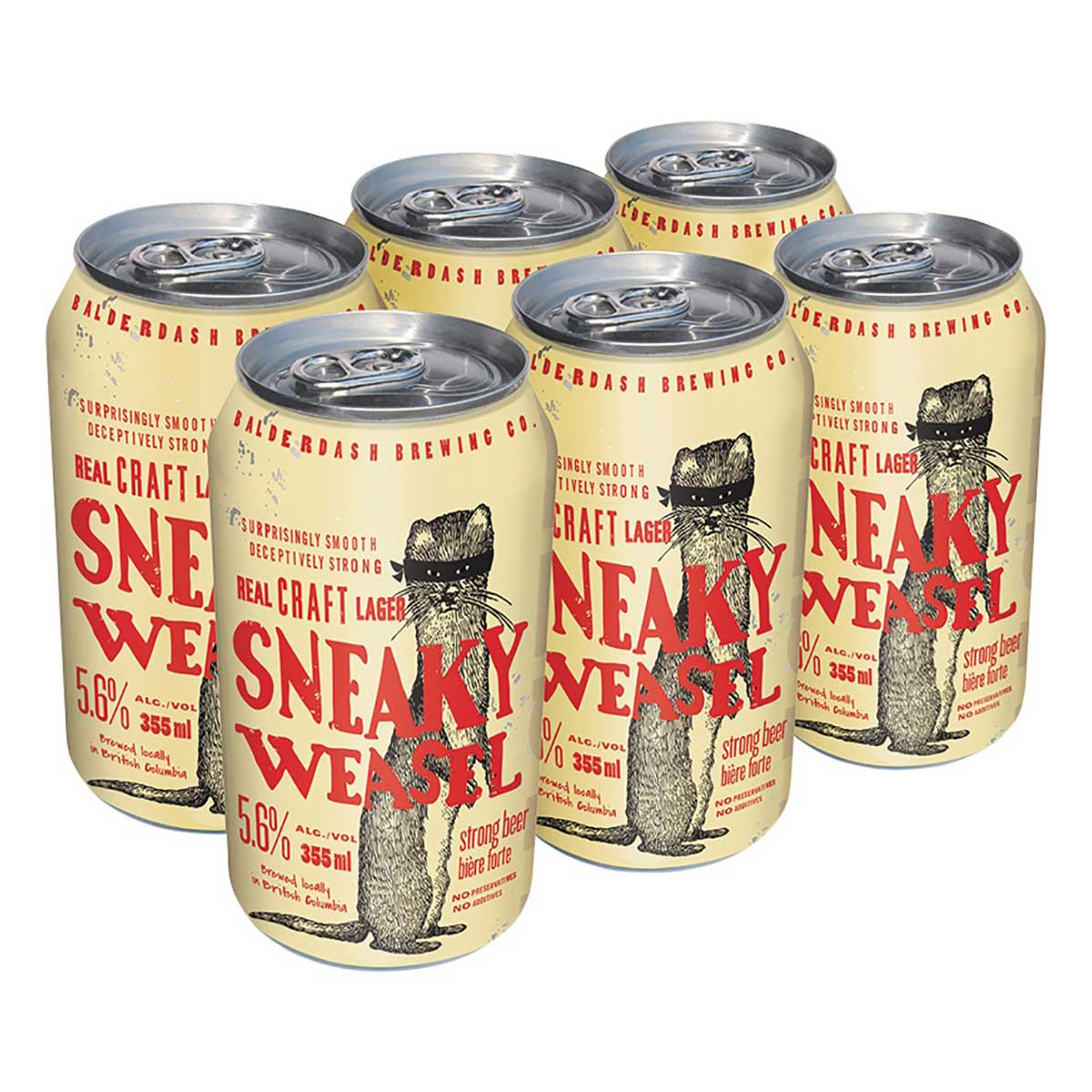 BALDERDASH SNEAKY WEASEL LAGER 355ML 6PK CAN