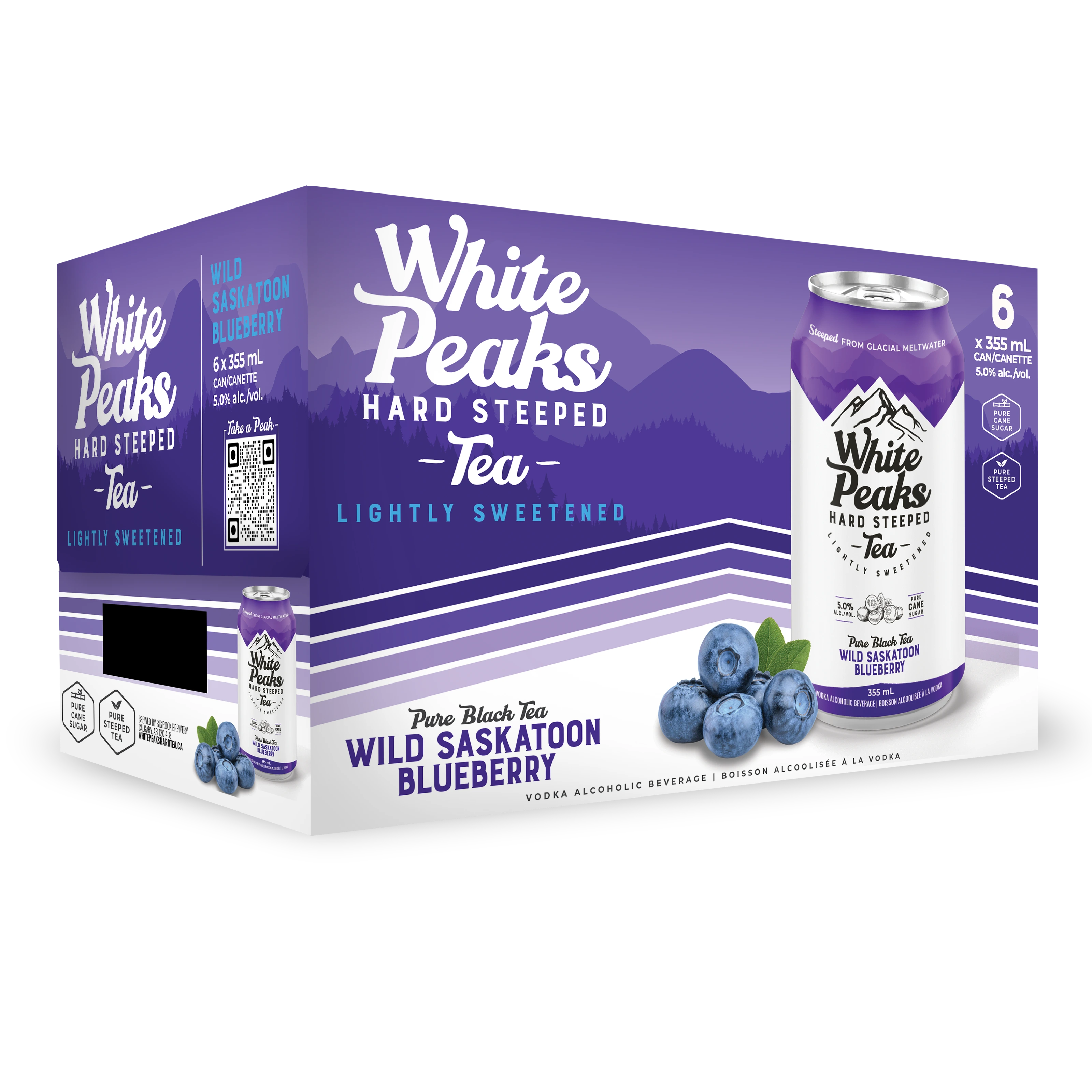 WHITE PEAKS HARD TEA BLUEBERRY 355ML 6PK CAN