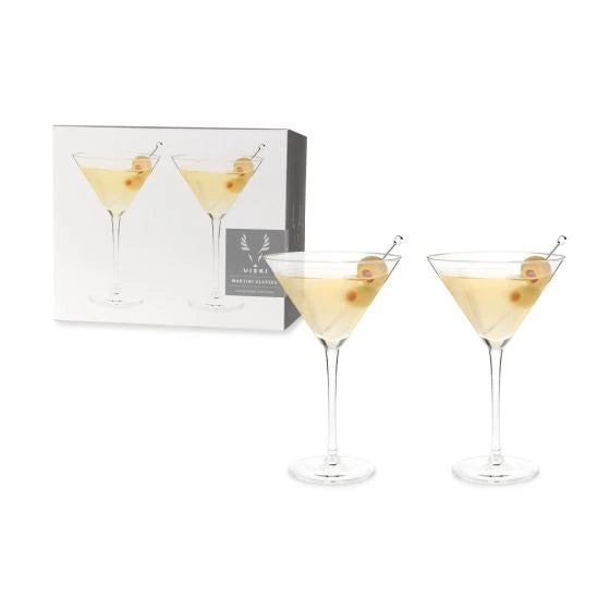 VISKI STEMMED CRYSTAL MARTINI GLASSES