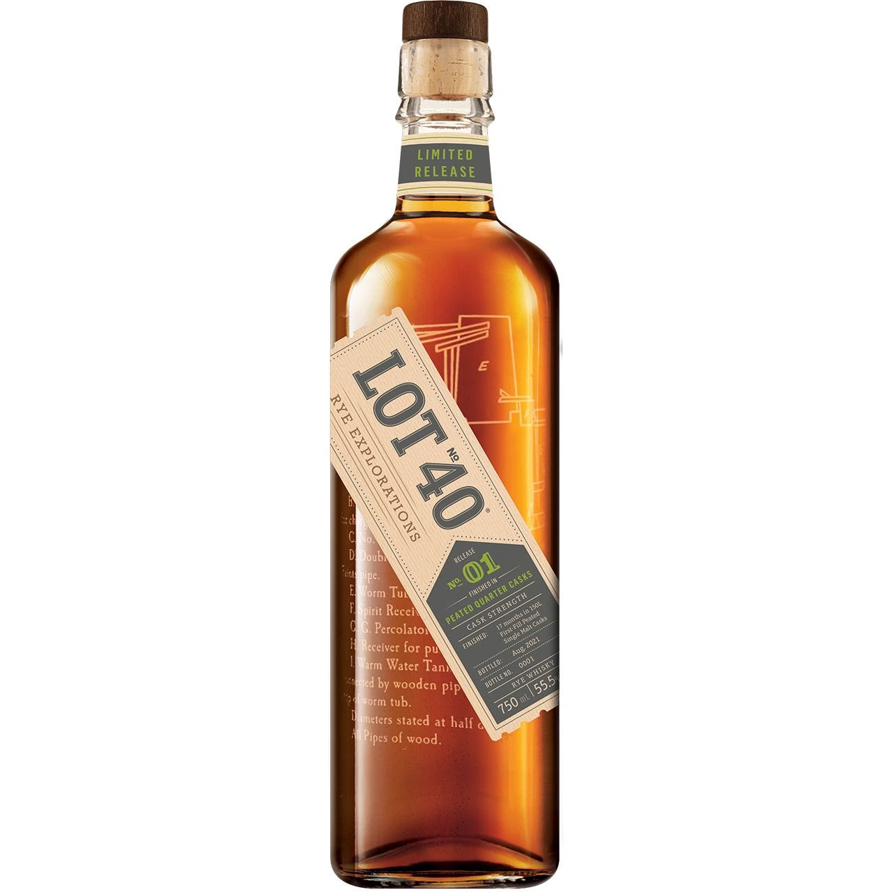 LOT 40 CASK STRENGTH PEATED QUARTER CASK CANADIAN 750ML
