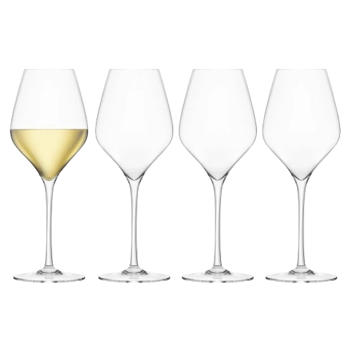 FINAL TOUCH WHITE WINE LEAD FREE CRYSTAL GLASSES 4PK
