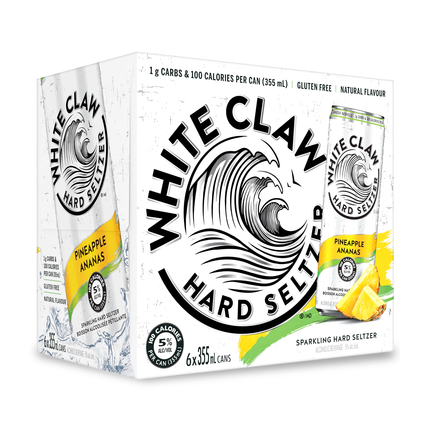 WHITE CLAW HARD SELTZER PINEAPPLE 355ML 6PK CAN