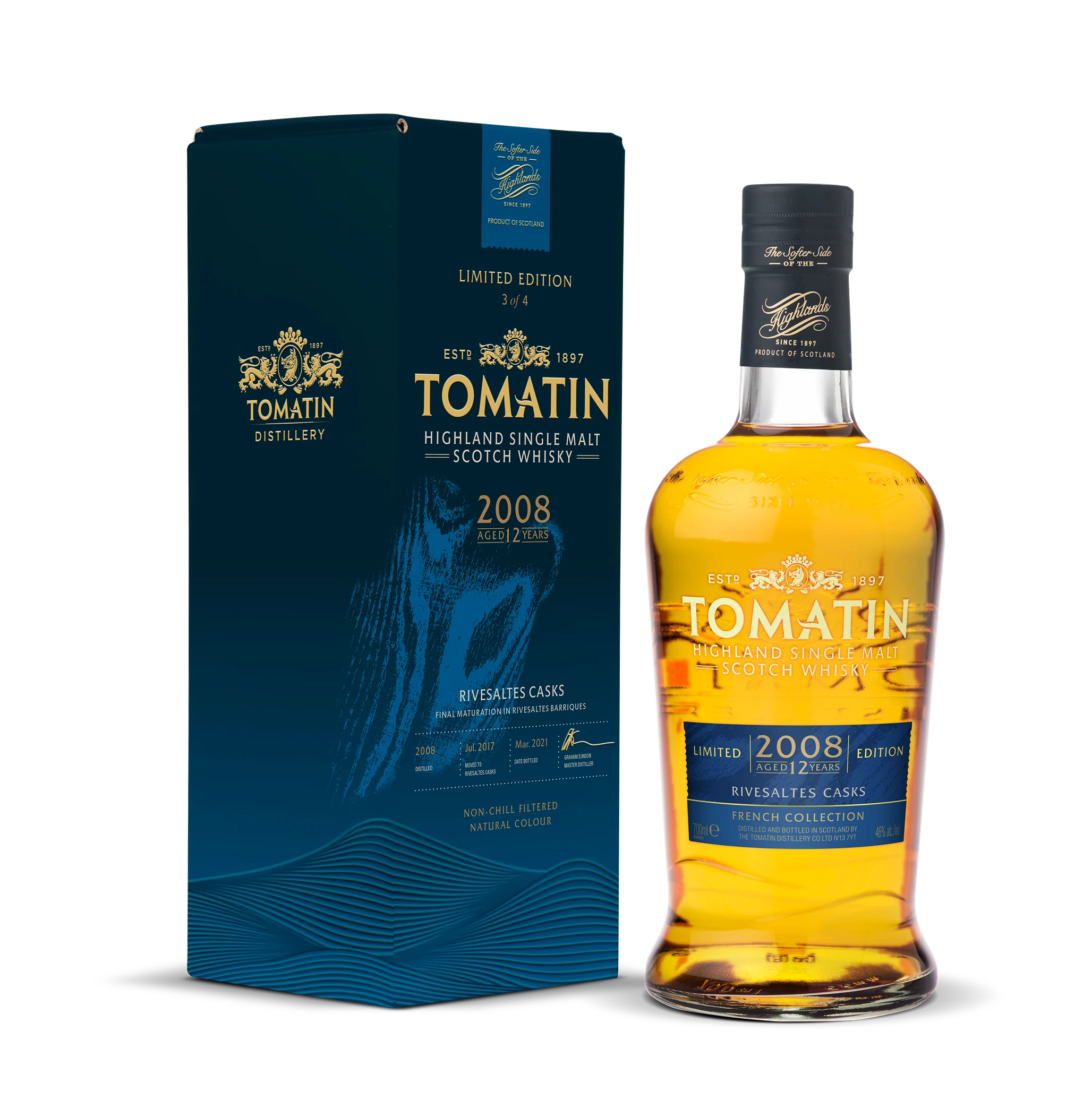 TOMATIN 12YR 2008 RIVESALTES CASK SINGLE MALT SCOTCH 700ML