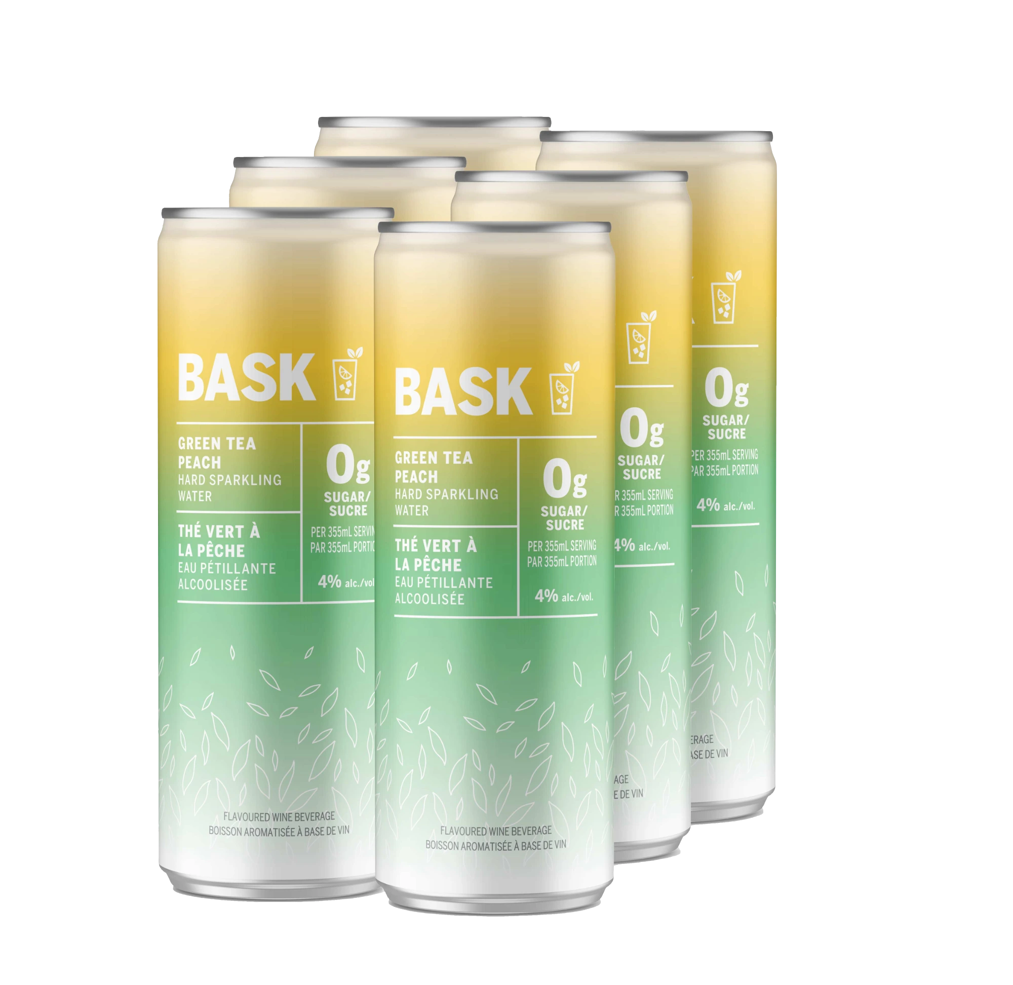 BASK GREEN TEA PEACH 355ML 6PK CAN