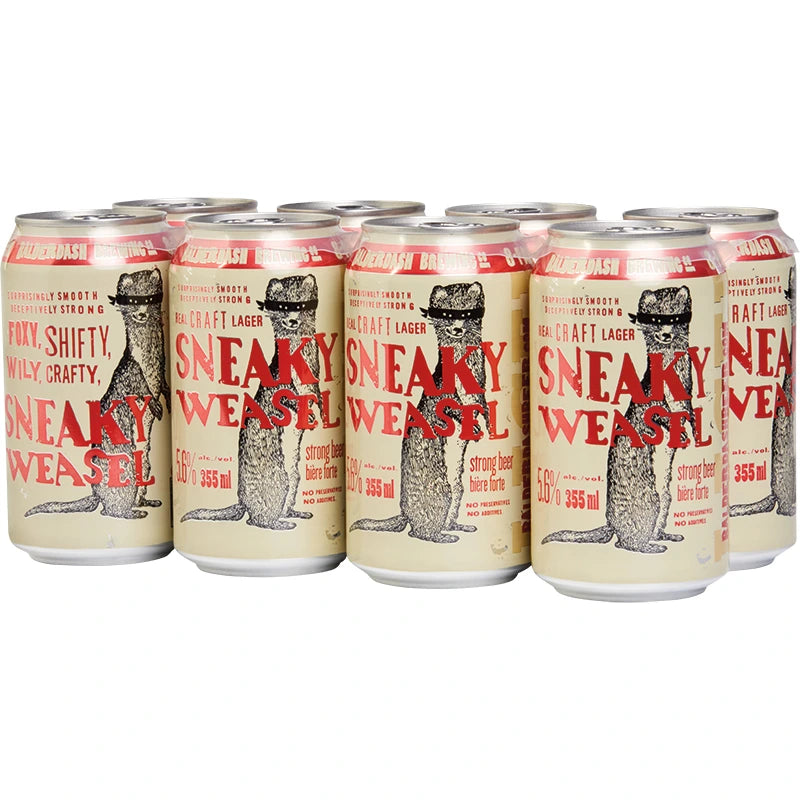 BALDERDASH SNEAKY WEASEL LAGER 355ML 8PK CAN