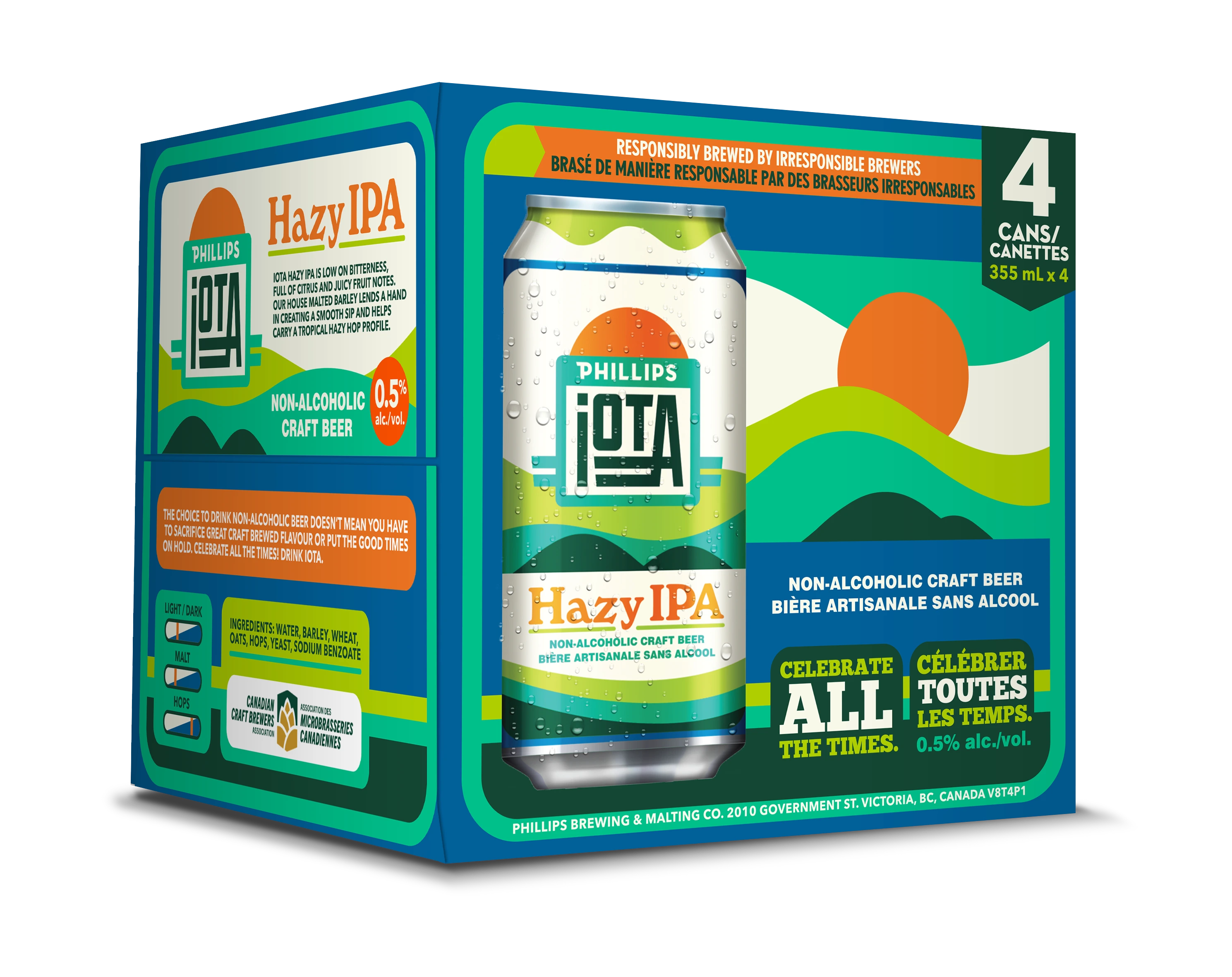 PHILLIPS IOTA HAZY IPA NON ALC 355ML 4PK CAN