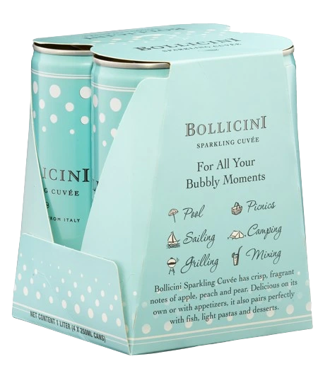 BOLLICINI SPARKLING CUVEE 250ML 4PK CAN
