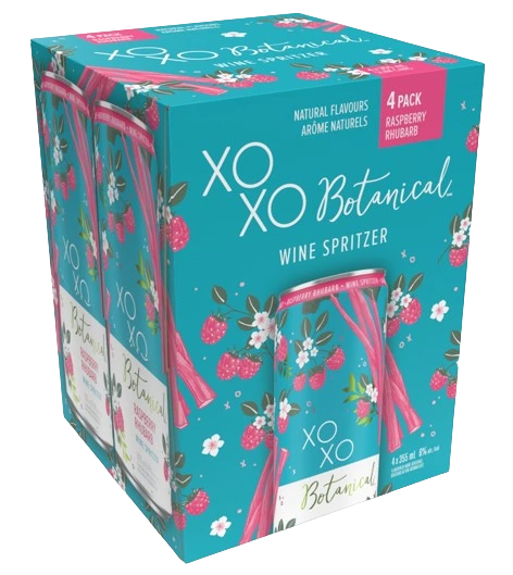 XOXO BOTANICAL RASPBERRY RHUBARB 355ML 4PK CAN