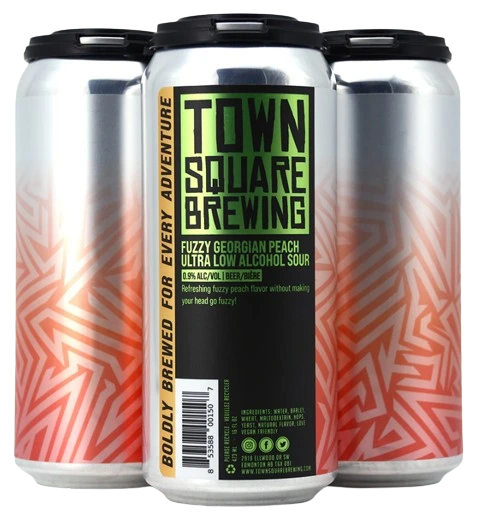TOWN SQUARE FUZZY PEACH SOUR NON ALC 473ML 4PK CAN