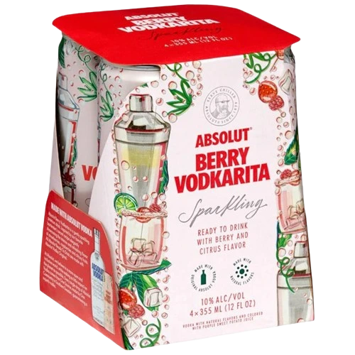 ABSOLUT BERRY VODKARITA SPARKLING 355ML 4PK CAN