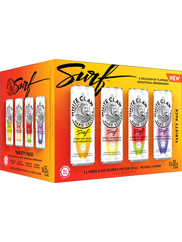 WHITE CLAW HARD SELTZER SURF MIXER 355ML 12PK CAN