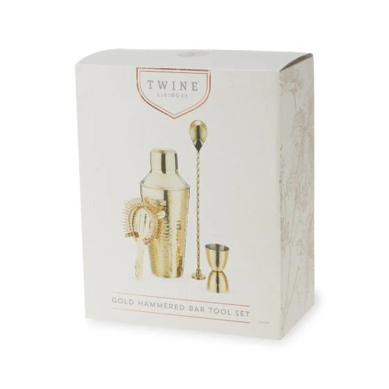 TWINE GOLD HAMMERED BARWARE SET