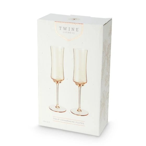 TWINE TULIP AMBER CHAMPAGNEWINE GLASSES