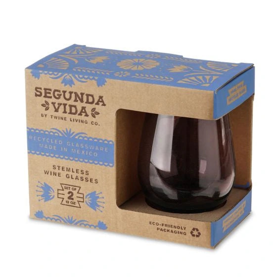 TWINE ROSADO RECYCLED STEMLESS WINE GLASS SET