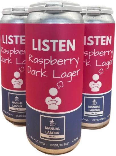 MANUAL LABOUR LISTEN RASPBERRY DARK LAGER 473ML 4PK CAN