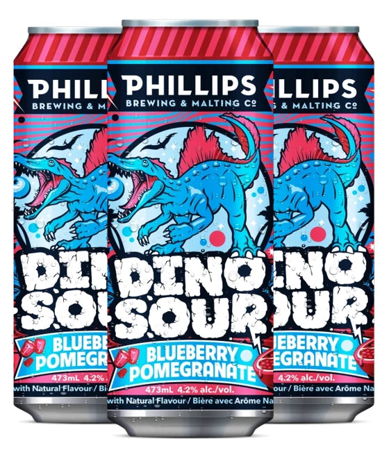 PHILLIPS DINOSOUR BLUEBERRY POMEGRANATE 473ML 4PK CAN