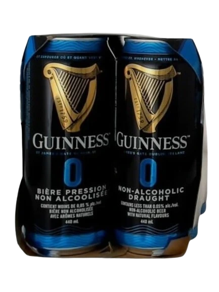 GUINNESS ZERO NON ALC STOUT 440ML 4PK CAN