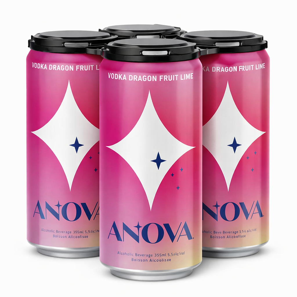 ANOVA VODKA DRAGON FRUIT LIME 355ML 4PK CAN