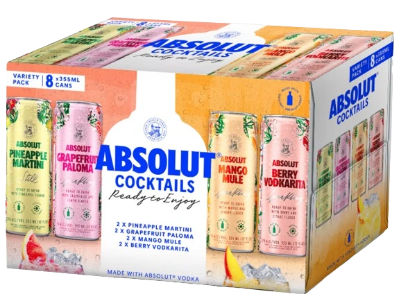 ABSOLUT COCKTAILS MIXER 355ML 8PK CAN