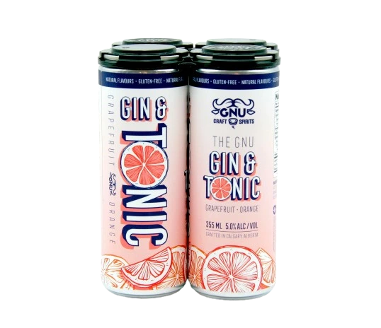 GNU GIN & TONIC GRAPEFRUIT ORANGE 355ML 4PK CAN