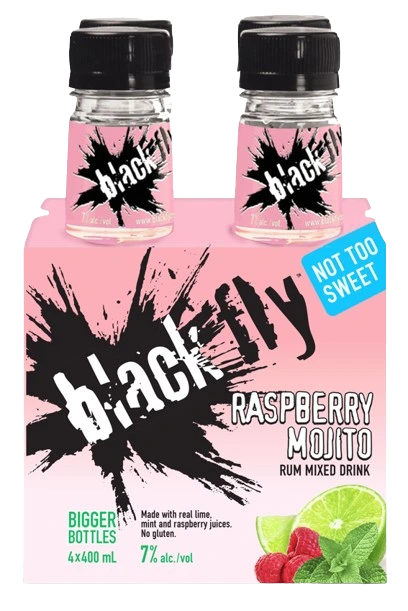 BLACK FLY RUM RASPBERRY MOJITO 400ML 4PK BT