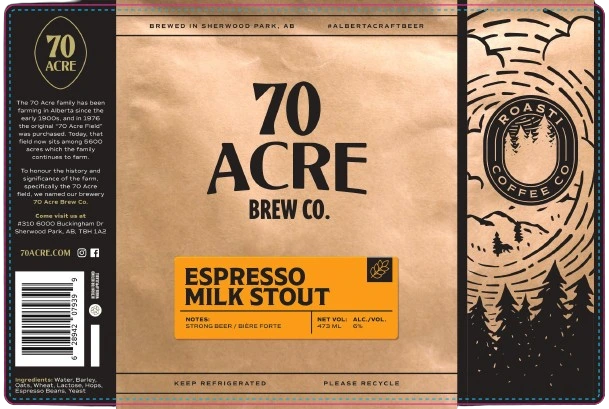 70 ACRE ESPRESSO MILK STOUT 473ML 4PK CAN @ Windermere [1052275]