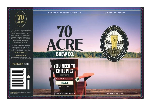 70 ACRE YOU NEED TO CHILL PILS PILSNER 473ML 4PK CAN