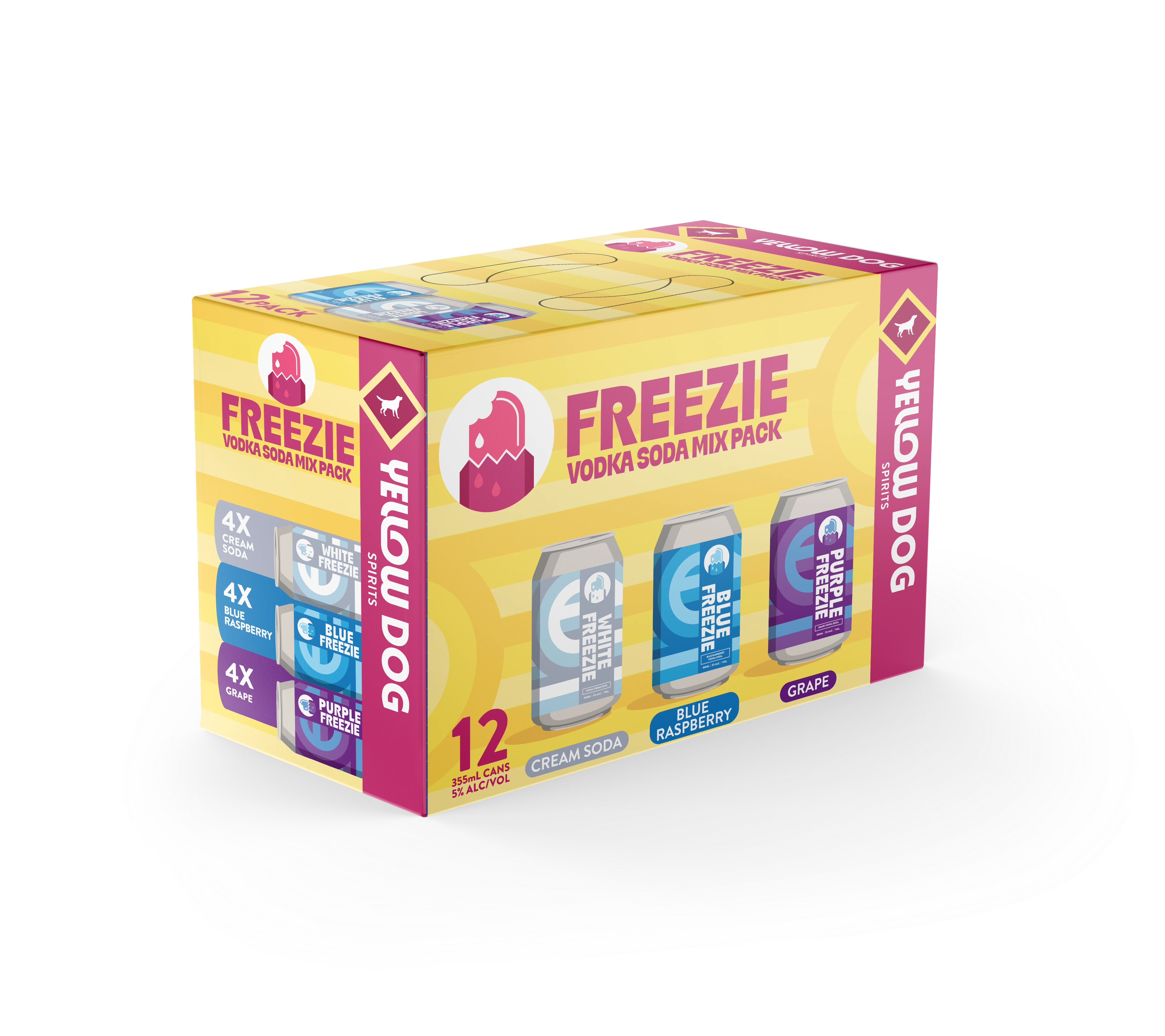 YELLOW DOG FREEZIE VODKA SODA MIX 355ML 12PK CAN