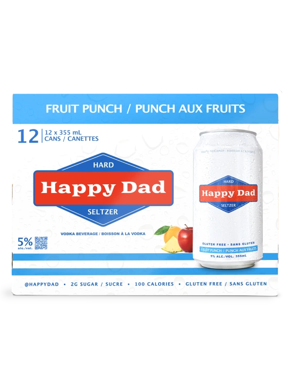 HAPPY DAD HARD SELTZER FRUIT PUNCH 355ML 12PK CAN