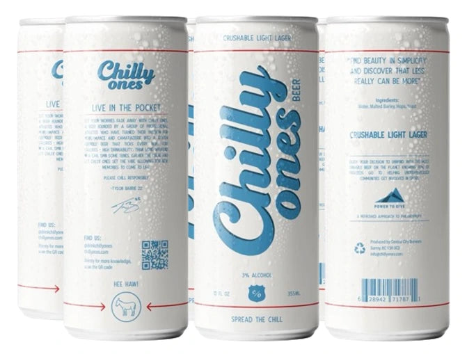 CHILLY ONES CRUSHABLE LIGHT LAGER BEER 355ML 6PK CAN